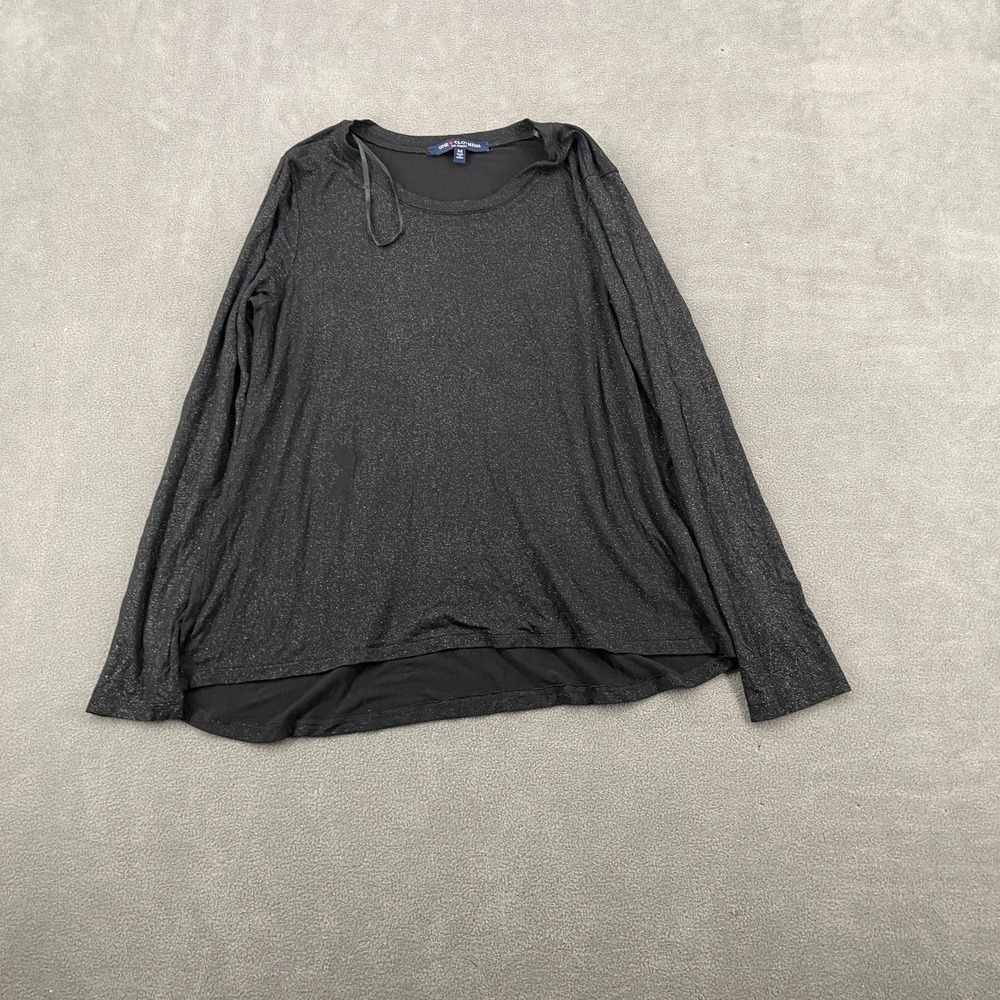 One Clothing Top Womens Medium Black Shimmer Stretch Scoop Neck Casual‎ Wear